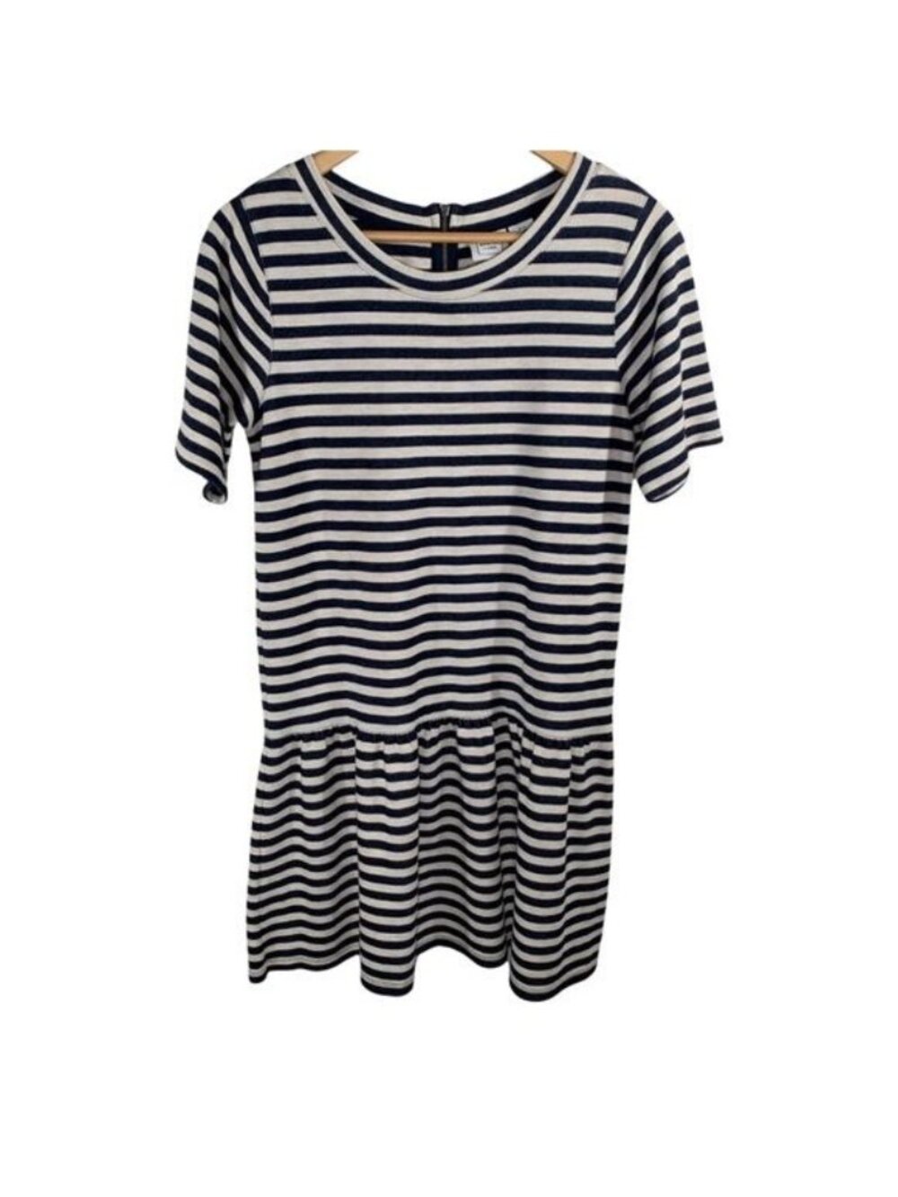 Marina Luna Womens Medium Blue Stripe Mini Dress Drop Waist Casual